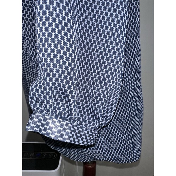 Banana Republic Sheer Blue Printed Peasant Top Size Medium Mm61 - Picture 8 of 12